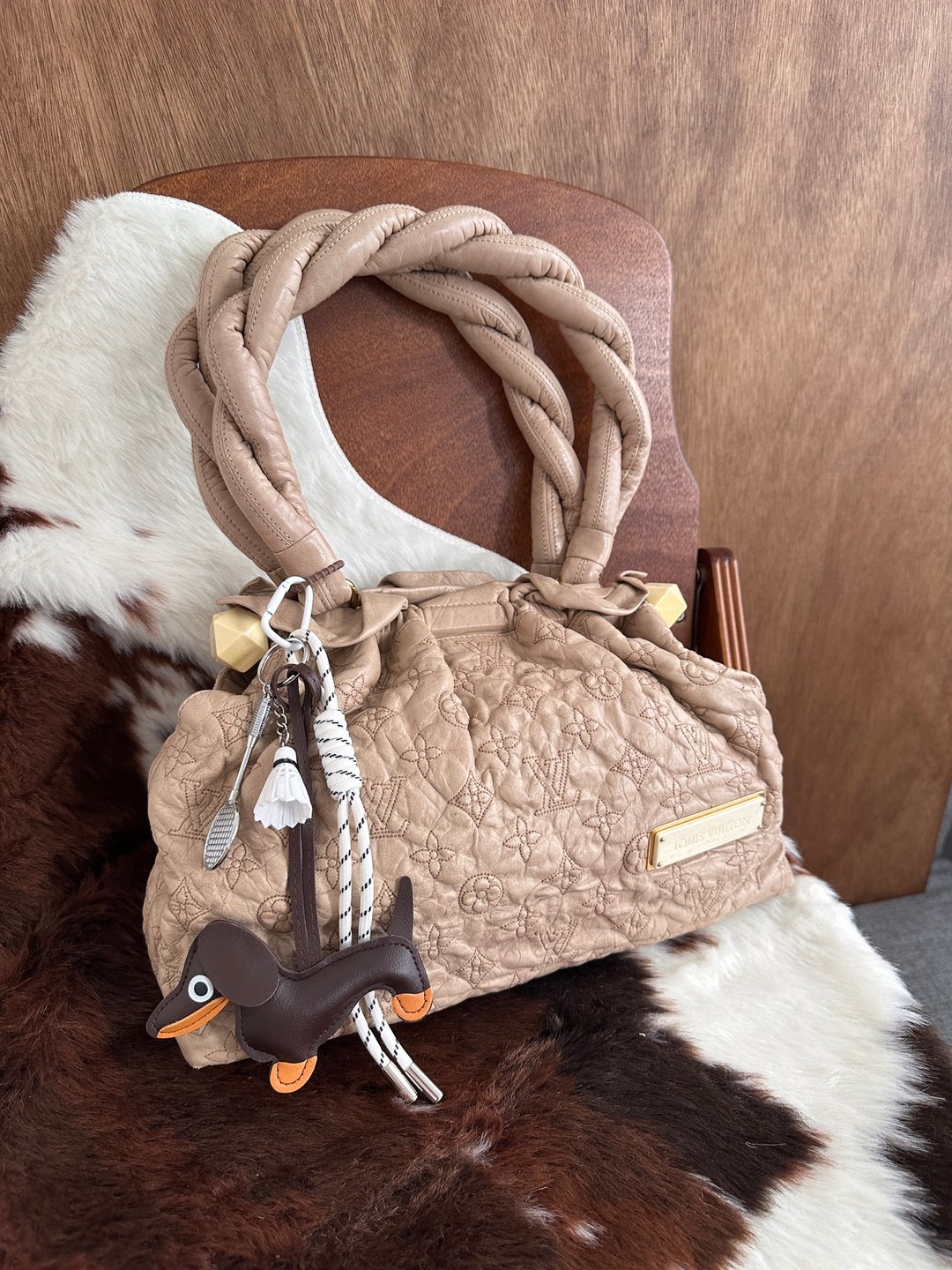 中古包 Louis Vuitton 路易威登 Monogram 压纹皮革肩背包 - 手提包/手提袋 - 真皮 卡其色
