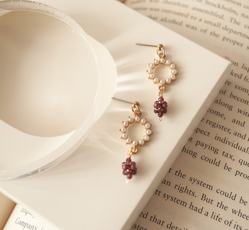 La Don - 石榴石结球耳环 耳针/耳夹 - 耳环/耳夹 - 宝石 红色