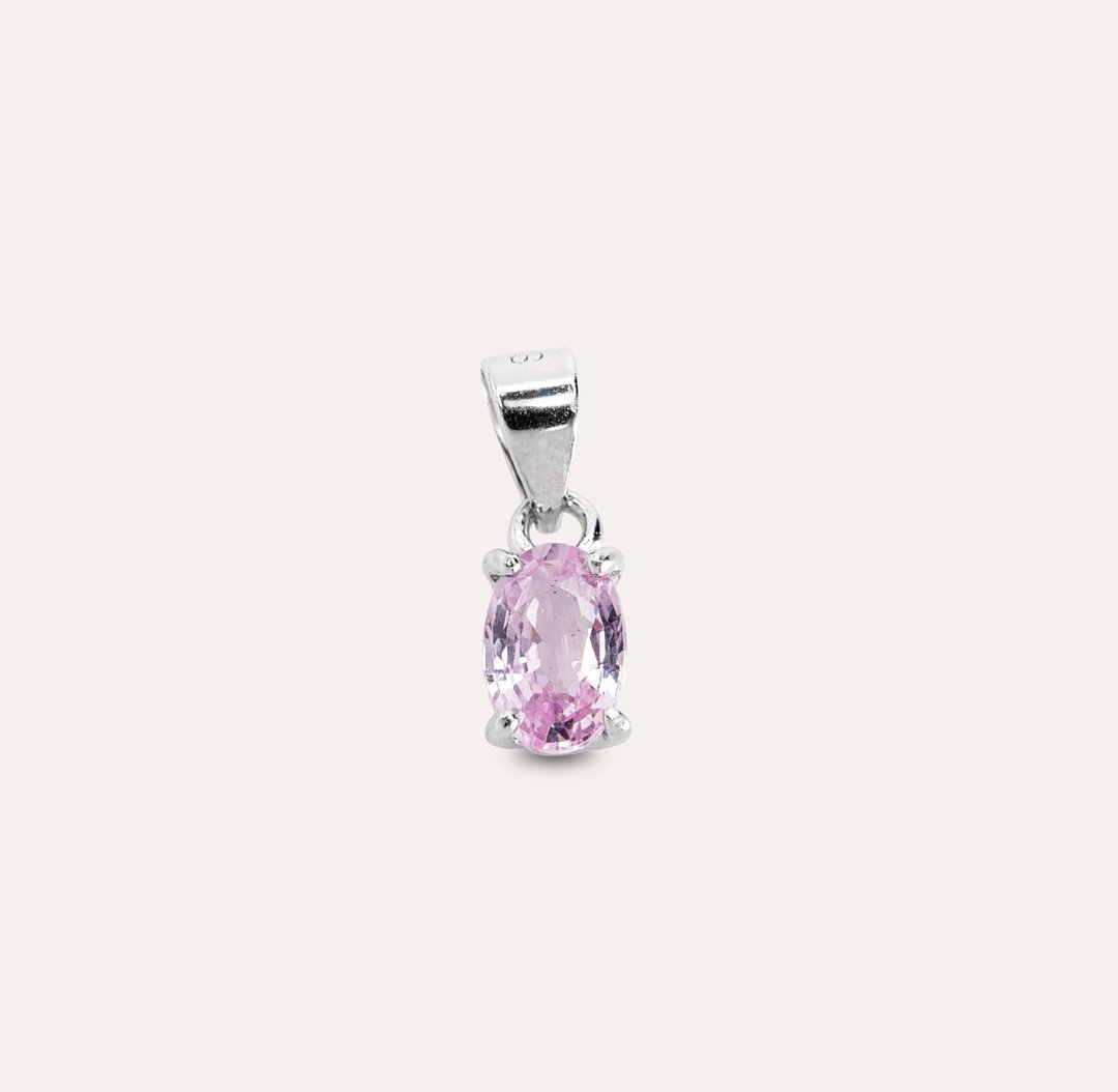 安珠 粉刚 粉色 椭圆 4*6mm 坠子 经典系列 Oval P 宝石银饰 AND - 项链 - 银 粉红色