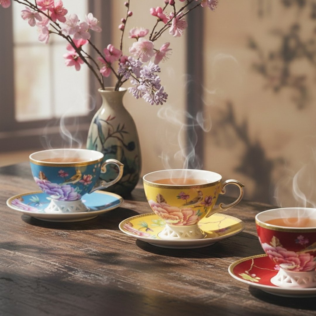 佳节礼赠优选【A&L】花样春晓 骨瓷咖啡_午茶对杯礼盒组_多色 - 咖啡杯/马克杯 - 瓷 多色