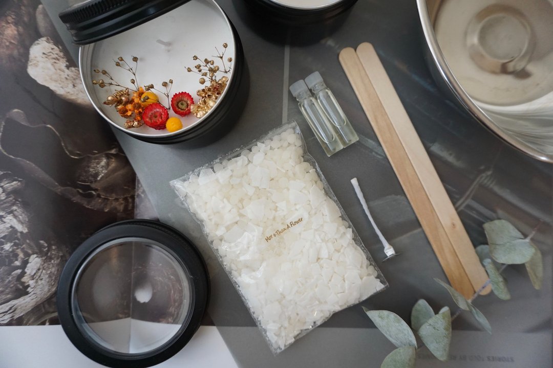 【材料包】干燥花铝盒蜡烛材料包2入 - 蜡烛/香氛/手工皂 - 蜡 黑色