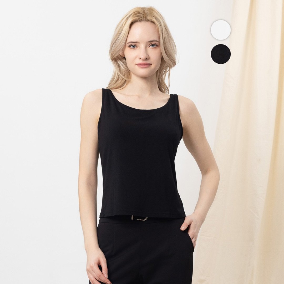 【MEDUSA】基本款 舒适纯棉超柔软内搭背心 - 2色(M-XL) | 超柔软 - 女装背心 - 棉．麻 黑色