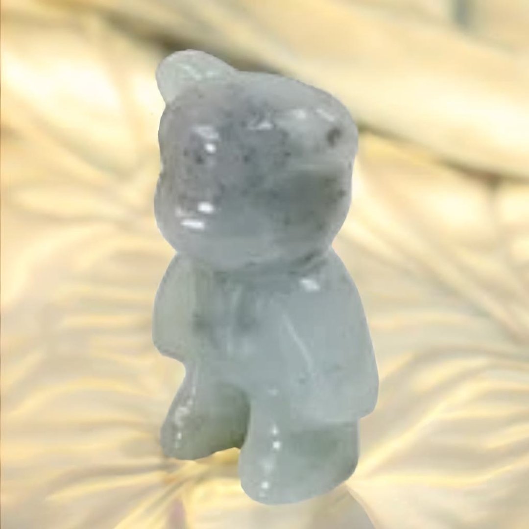【熊熊玉见你】飘花可爱小熊摆饰 | 天然缅甸玉翡翠A货 | 送礼 - 其他 - 玉石 绿色