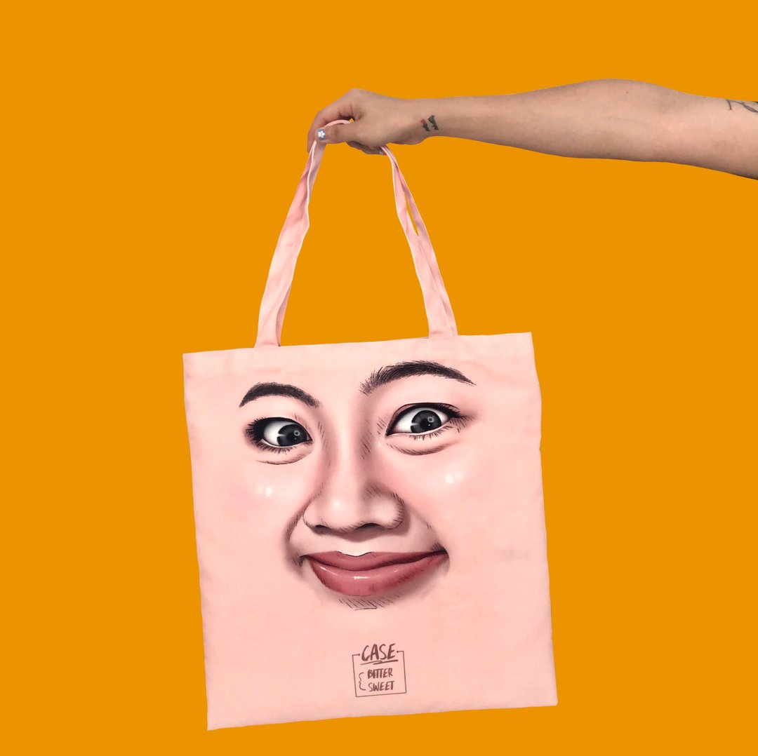 ( made to order ) TOTE BAG :: Funny face - 手提包/手提袋 - 棉 