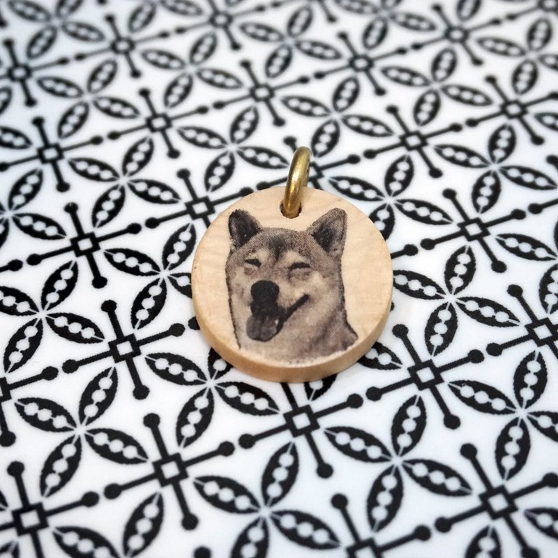 MECO 宠物姓名吊牌 木系列 双面图文定制无设限 3cm直径 - 项圈/牵绳 - 木头 金色