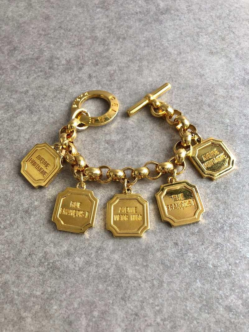 【 VintageShop solo 日本直送中古包专卖店 】CELINE 手链 复古金色 链节 logo vintage 古着 - 手链/手环 - 其他材质 金色