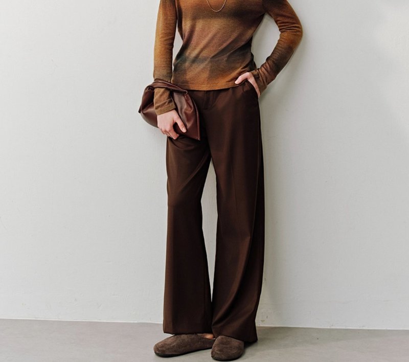 【细腻羊毛】法式簡約 显瘦直筒阔腿裤 - 女装长裤 - 羊毛 多色