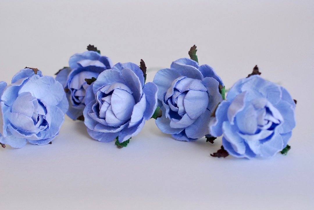 Paper Flower, 25 pieces DIY small peony rose size 3.5 cm., pale blue color - 其他 - 纸 蓝色