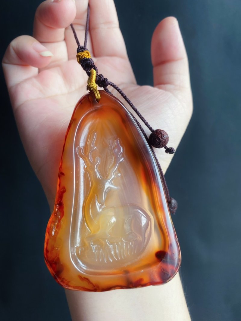 【售出】独特天然玛瑙 一路有你 鹿 原石切片 包挂 挂件 车挂 设 - 项链 - 水晶 咖啡色