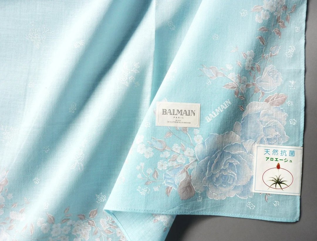 Pierre Balmain Paris Vintage Handkerchief Women Handkerchief 23 x 22.5 inches - 丝巾 - 棉 蓝色