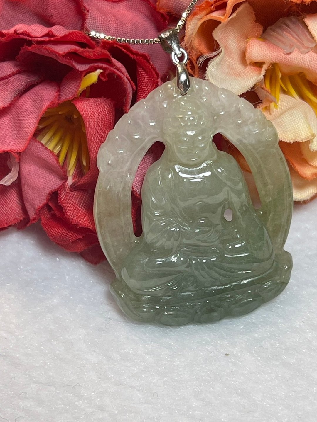 多宝晶石/天然翡翠A货如来佛/八大守护神/大日如来/如来佛祖 - 项链 - 玉石 绿色
