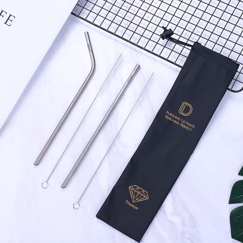 钻石钝角纯钛吸管【F】组 - 环保吸管 - 其他金属 灰色