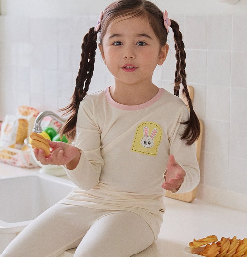 黄白兔兔邻居-【宽松】植纤衣长袖韩国童装-K62909 - 童装上衣 - 棉．麻 黄色