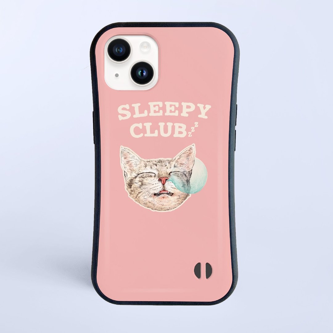 SLEEPY CLUB - 猫咪 / 防撞握把 iPhone 手机壳 - 手机壳/手机套 - 塑料 橘色