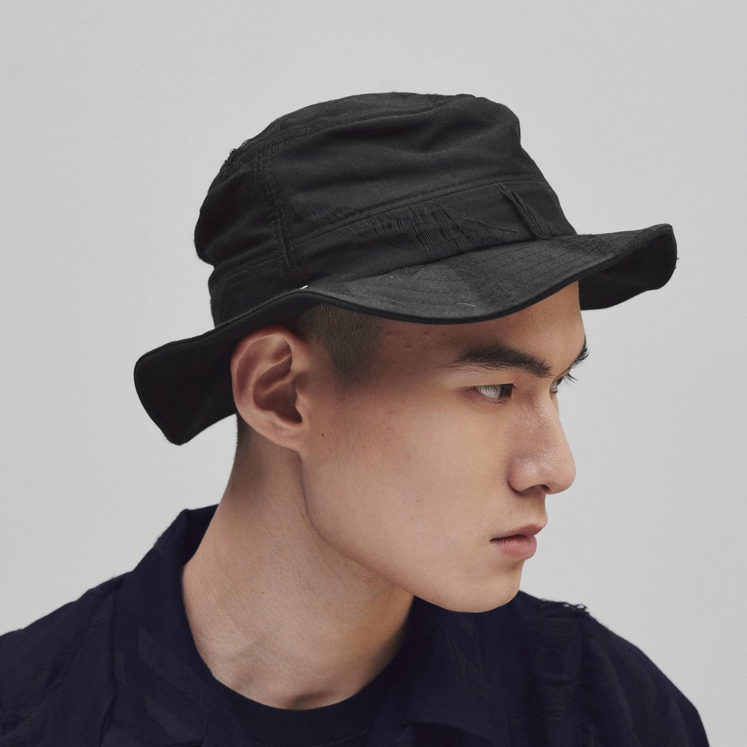 DYCTEAM - Black Jacquard Bucket hat - 帽子 - 棉 黑色