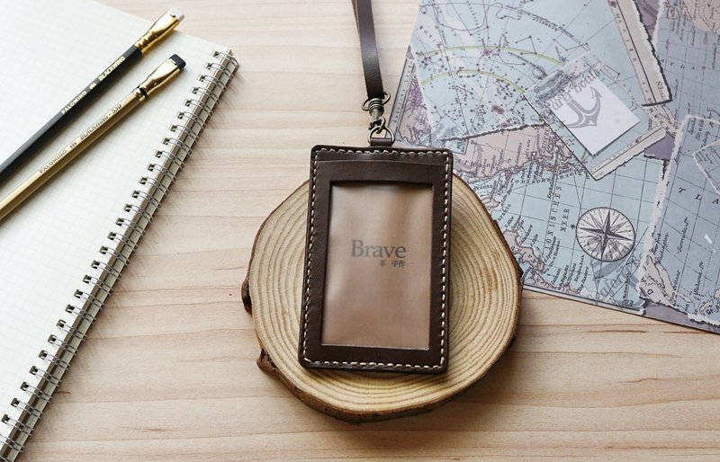 欧洲牛皮证件套 识别证 咖啡色 直/横式 附挂绳 免费刻字包装 - 证件套/卡套 - 真皮 咖啡色