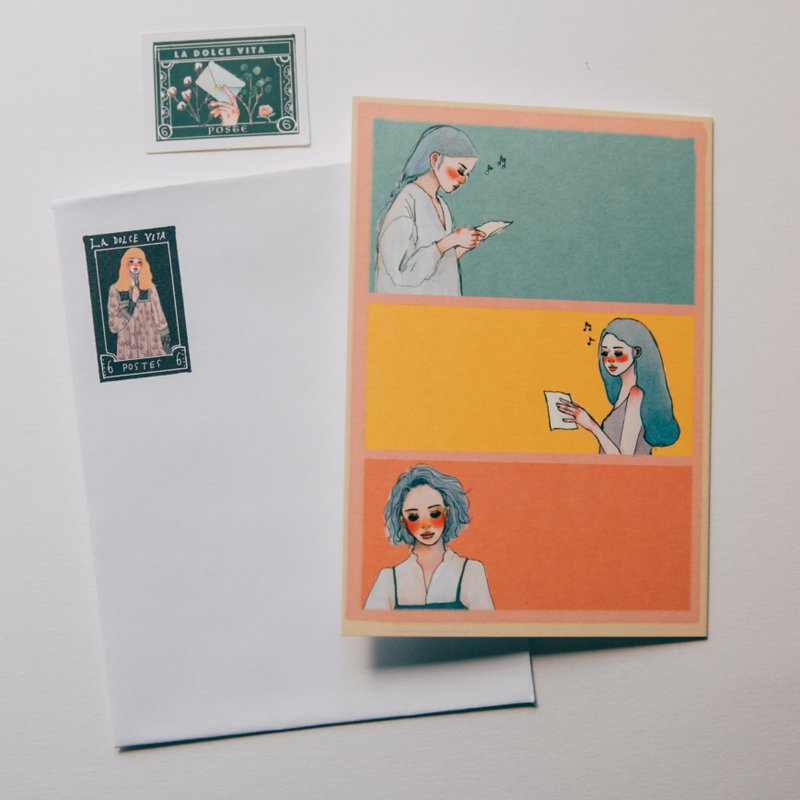 读字 A6卡片 含贴纸信封 - 卡片/明信片 - 纸 橘色