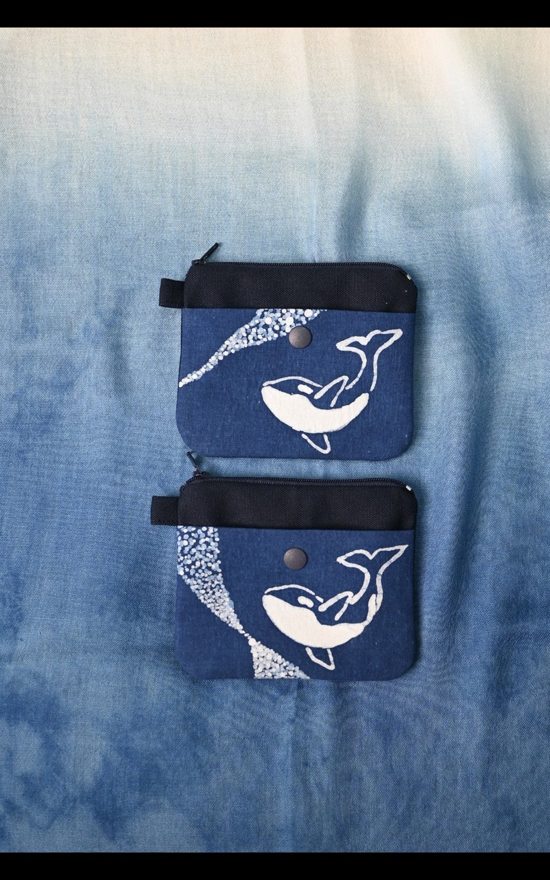 【记忆有限】蓝染零钱包-鲸鱼系列 - 零钱包 - 棉．麻 蓝色