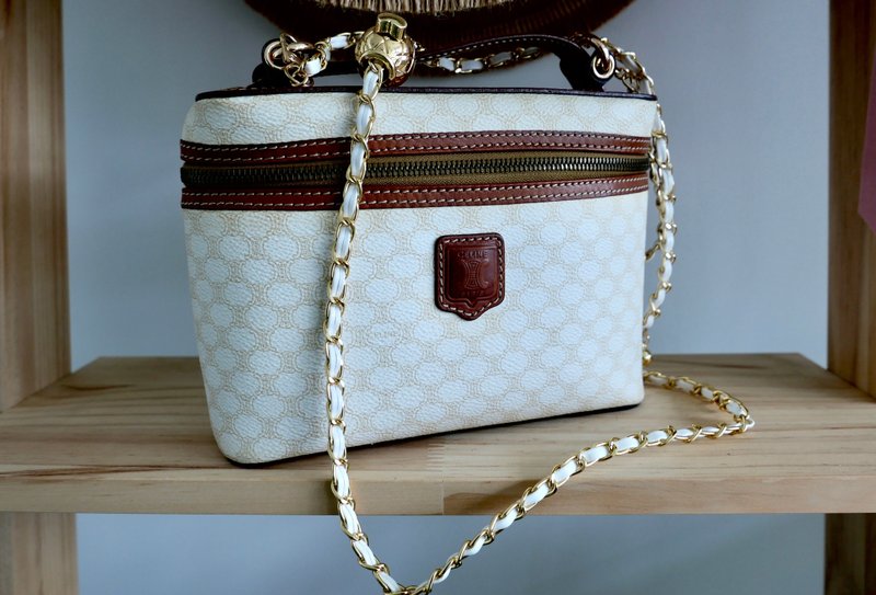 稀有 - Celine中古奶白老花化妆收纳包 - 附非原装背带 - 化妆包/杂物包 - 其他材质 白色