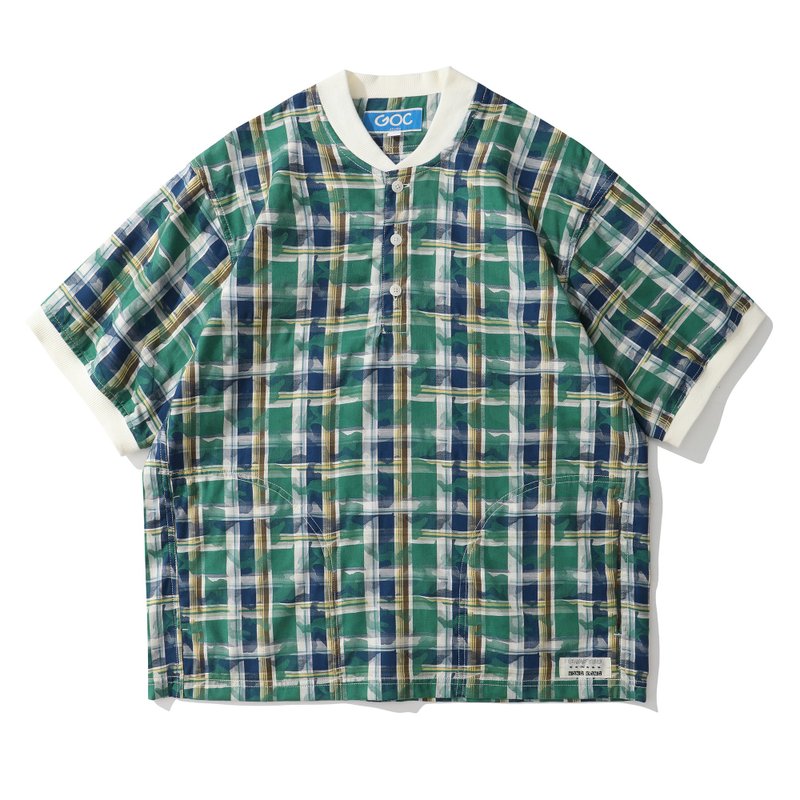 GOC Studio 格纹迷彩 提花交织 套头衫 - 中性连帽卫衣/T 恤 - 棉．麻 绿色