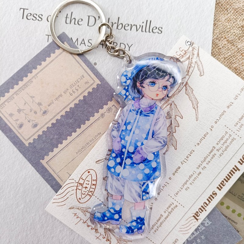 GL1268_靛青藍寶1/晶透吊飾 - 钥匙链/钥匙包 - 塑料 多色