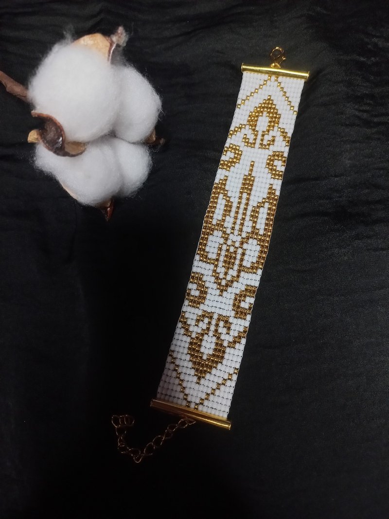 手链 珠饰 金色 乌克兰徽章 手工饰品 - 手链/手环 - 琉璃 金色