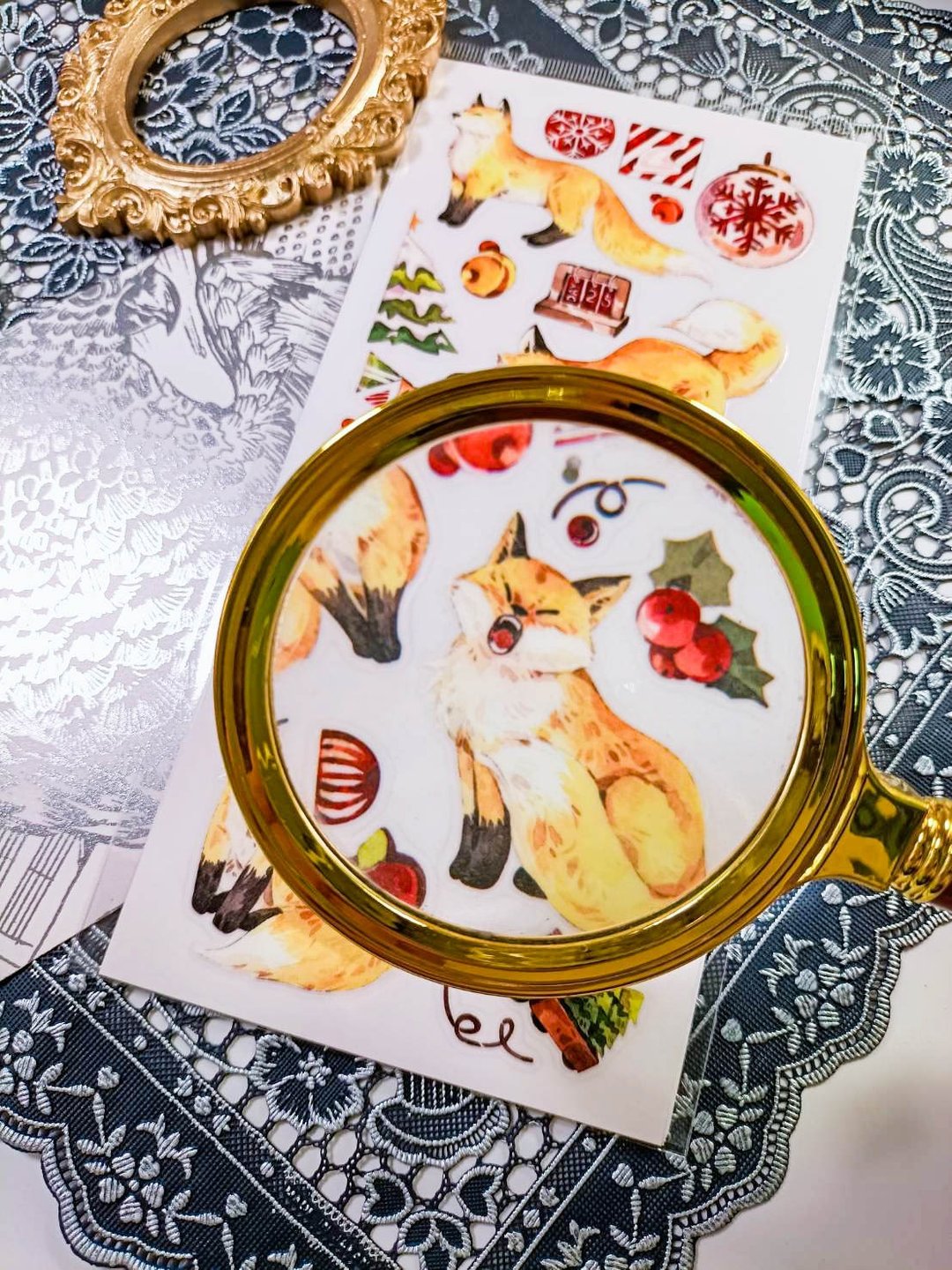KR524聖誕紅狐_Christmas red fox A/  轉印貼 - 贴纸 - 塑料 