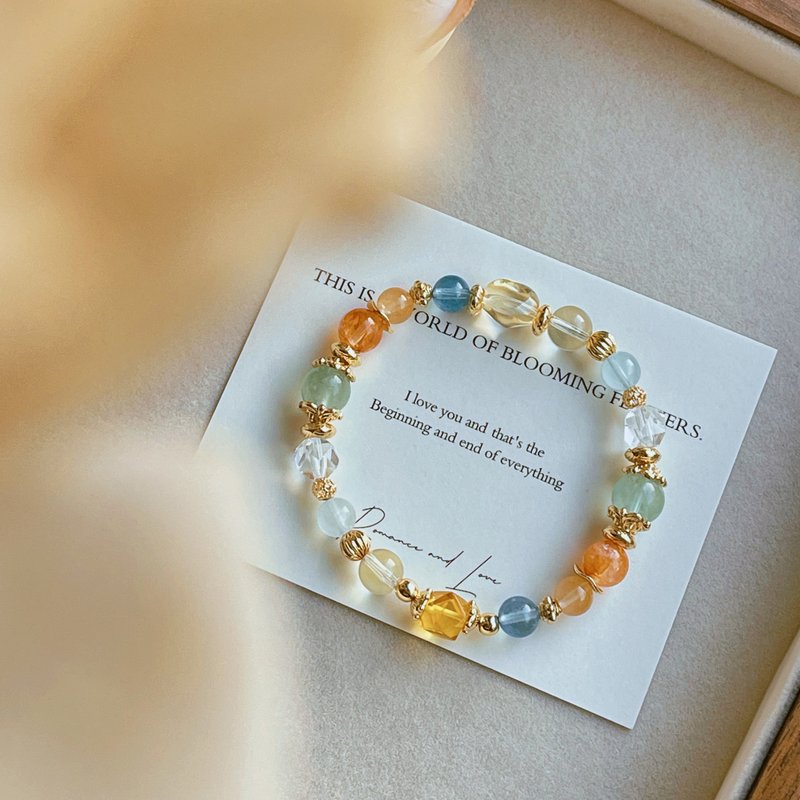 金鱼花火丨橙胶花+黄水晶丨提升专注 缓解焦虑丨定制化水晶手链 - 手链/手环 - 水晶 橘色