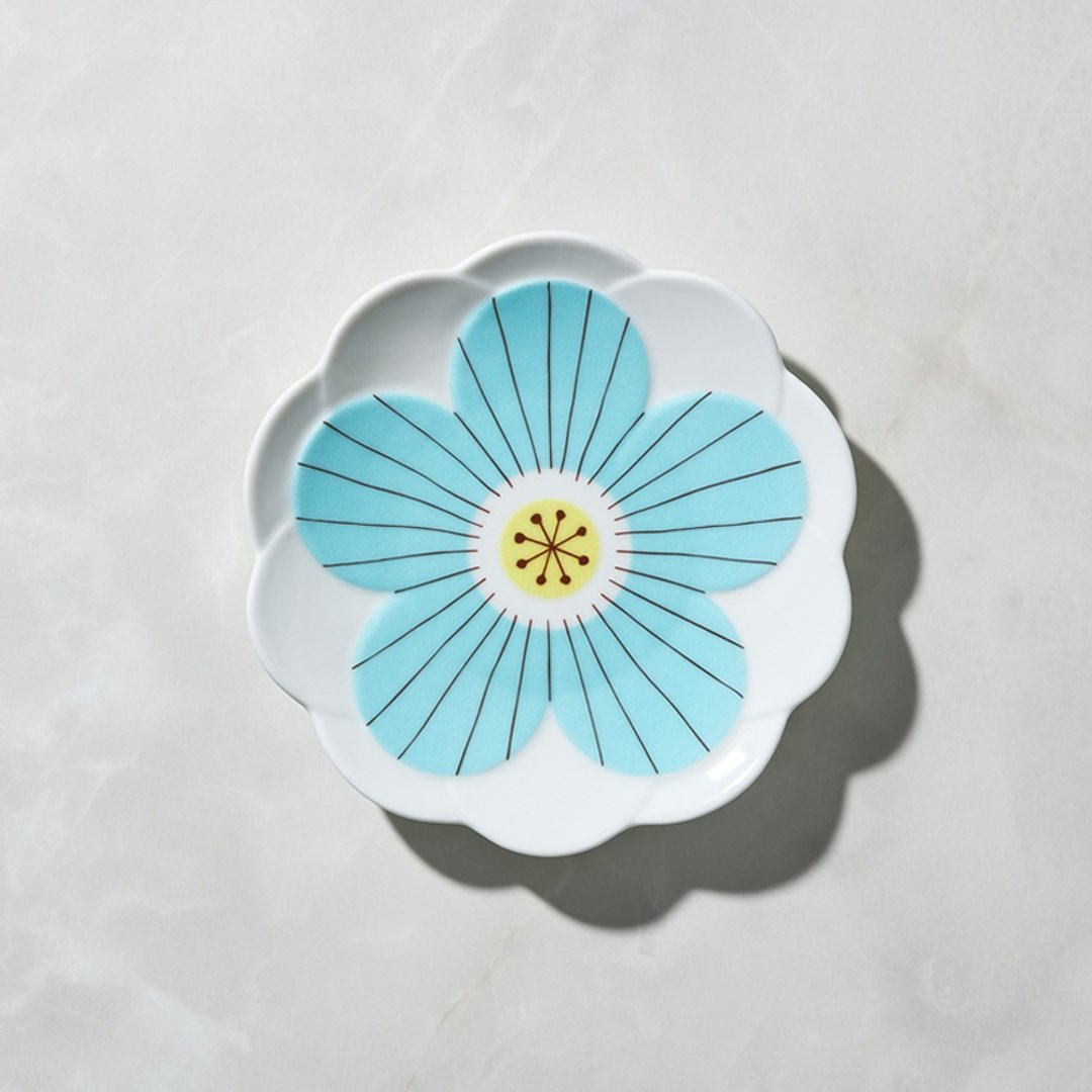 日本晴九谷烧 - 花见浅盘 - 蓝 - 盘子/餐盘/盘架 - 瓷 白色