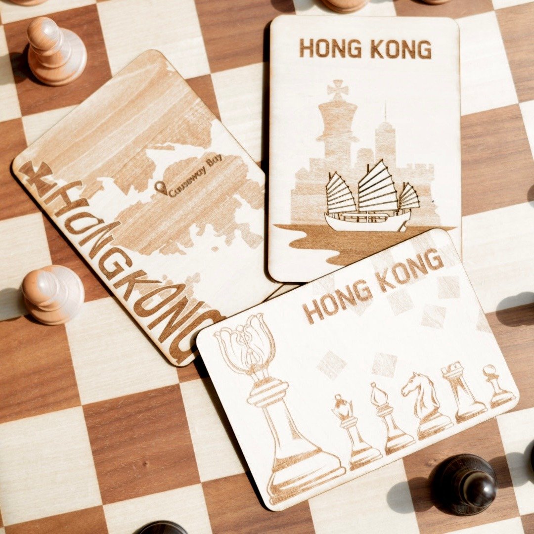 【棋遇 香港】系列 -  原木明信片 - 卡片/明信片 - 木头 