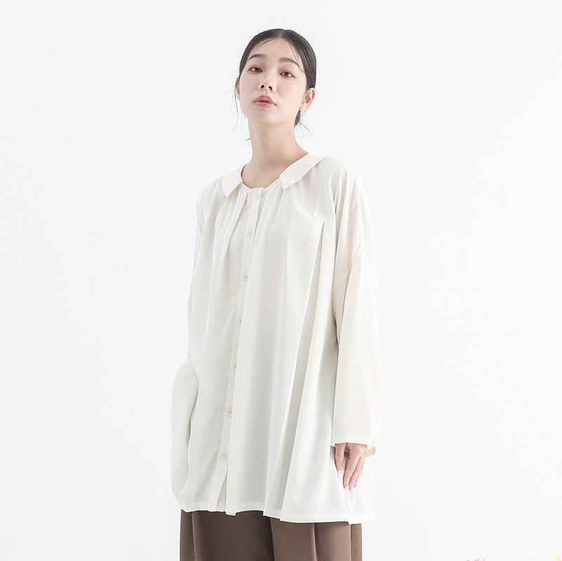 Chushih_初世褶子衬衫_24AF003_白 - 女装上衣 - 聚酯纤维 白色