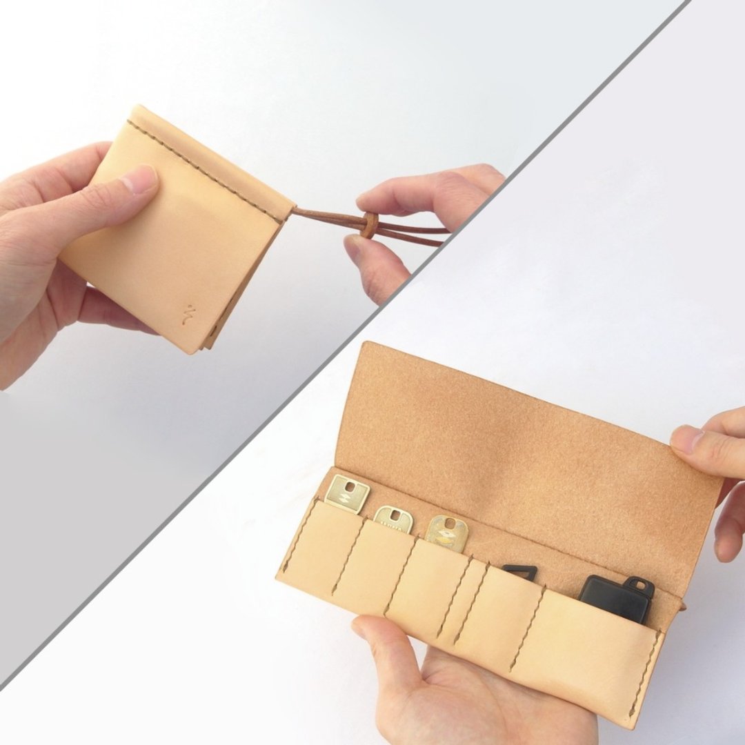 采用皮革（未染色）的钥匙包【zlat4+1/ずらっと4+1】4keys 1smartkey - 钥匙链/钥匙包 - 真皮 咖啡色