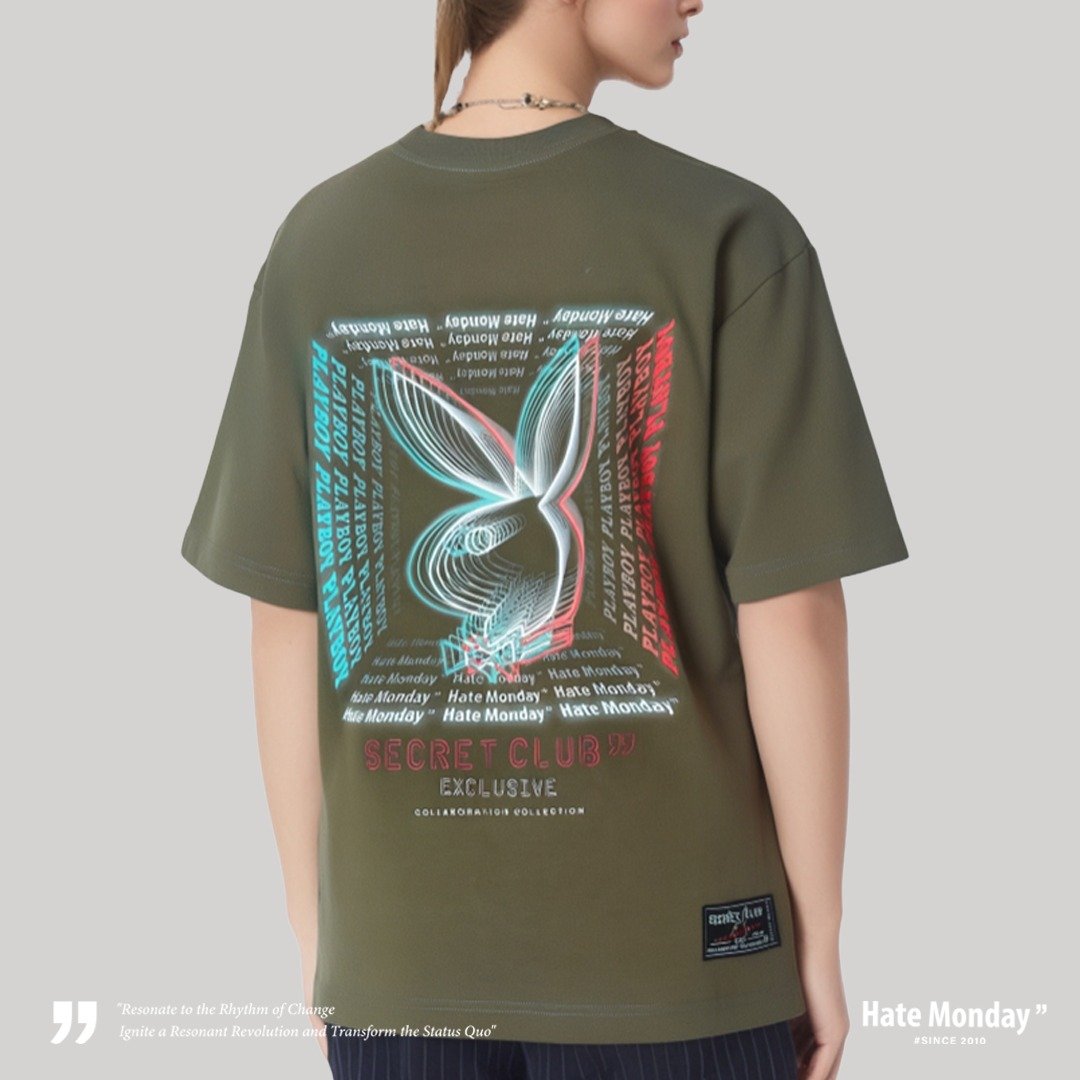 HATE MONDAY X Playboy - TEE(PBHMS25T79) - 中性连帽卫衣/T 恤 - 棉 