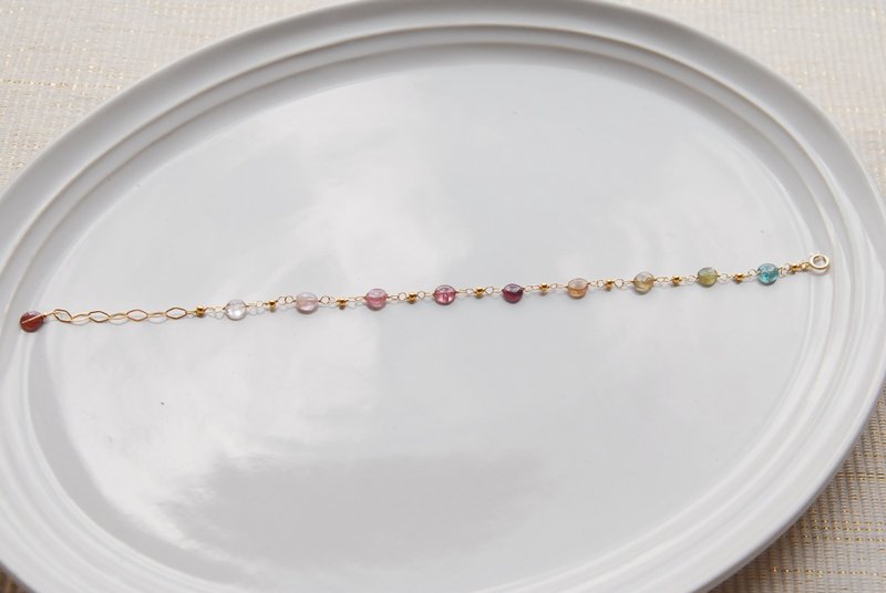 椭圆形碧玺手链 B14kgf - 手链/手环 - 半宝石 粉红色