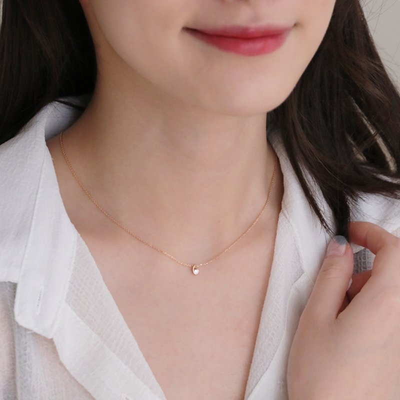 京华钻石 10K玫瑰金 0.05克拉 凝视 轻珠宝钻石项链 - 项链 - 钻石 