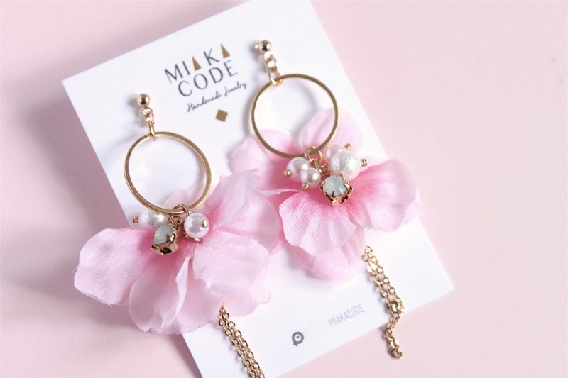 限量。售完不补 樱花日本耳环/耳夹 - 耳环/耳夹 - 植物．花 粉红色