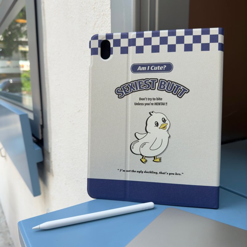 【Bad Duckie】细纹质感双面iPad Case - 平板/电脑保护壳 - 硅胶 蓝色