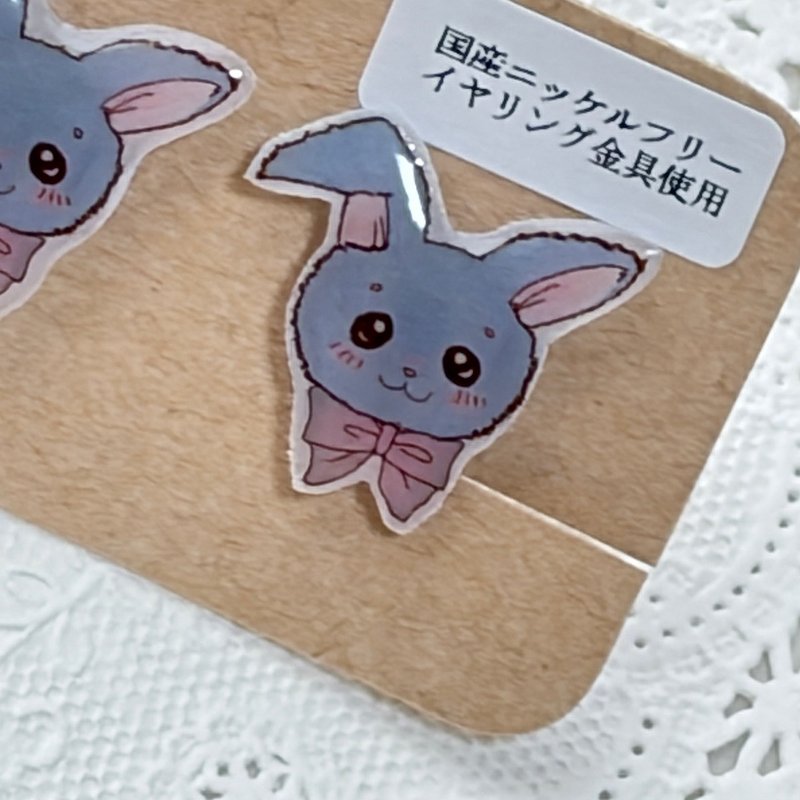 圆润兔兔 塑胶板树脂耳饰 - 耳环/耳夹 - 其他材质 