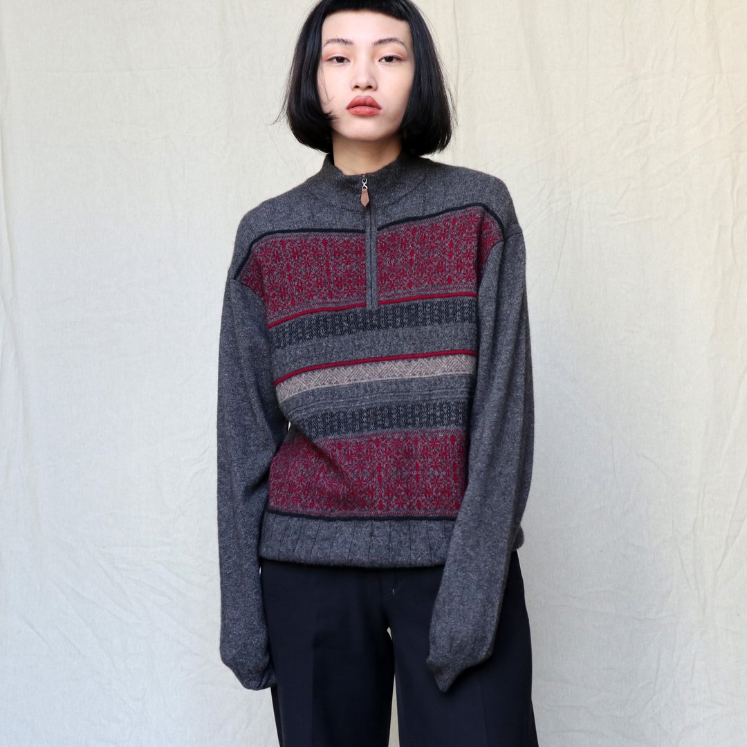 南瓜Vintage。古着 Cashmere 喀什米尔 羊绒 套头 高级 毛衣 - 男装针织衫/毛衣 - 羊毛 灰色