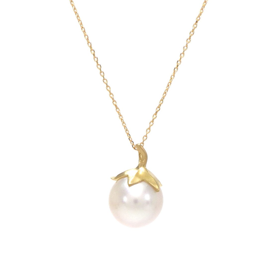 White south sea pearl Pendant  Kamo-nasu eggplant 12.7mm K18YG - 项链 - 珍珠 