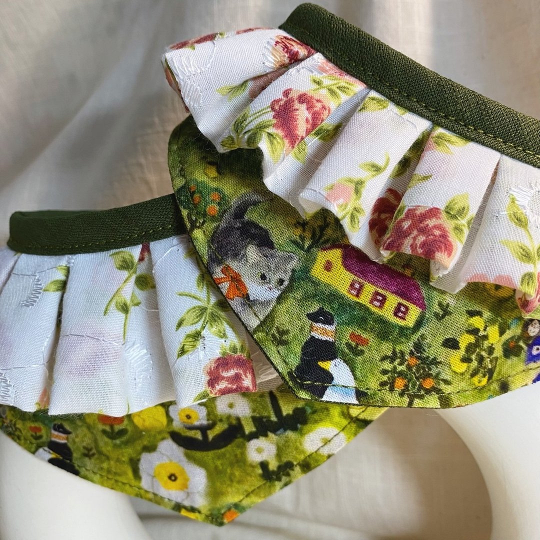 发裁手作。Facai Handmade 宠物领巾 毛孩玛格领_森之童话 - 项圈/牵绳 - 棉 绿色