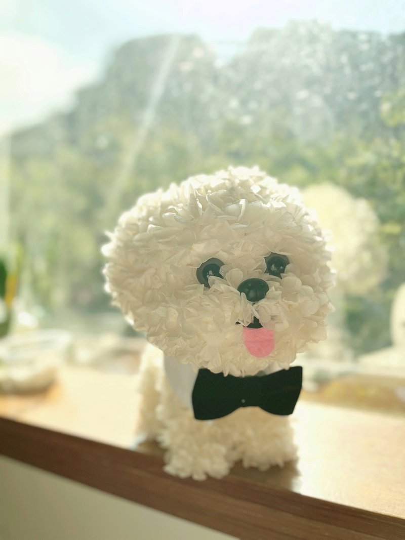 永生花礼 - 永生绣球马尔济斯 可爱小狗 - 干燥花/捧花 - 植物．花 