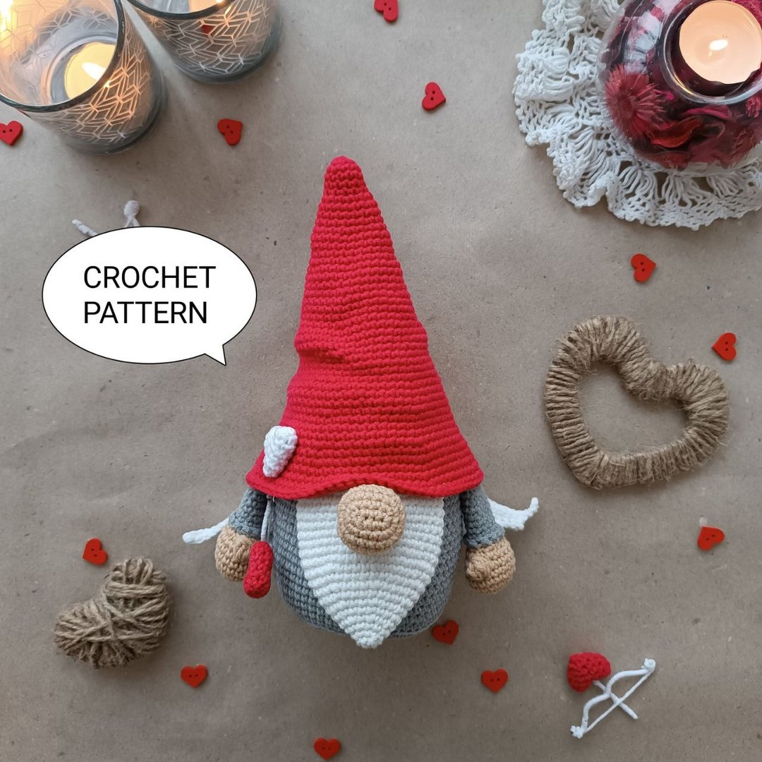 钩针图案情人节丘比特侏儒，钩针侏儒 amigurumi 图案，钩针编织 - 手工艺教程/工具书 - 其他材质 