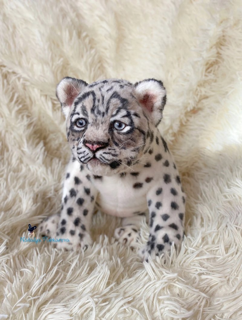 雪豹逼真的动物玩具 - 玩偶/公仔 - 棉．麻 白色