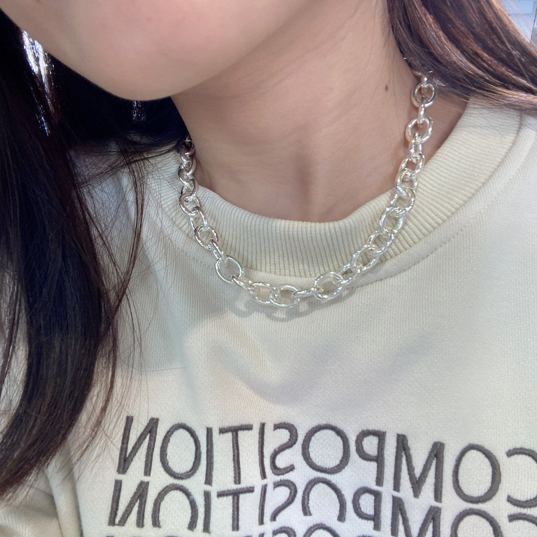 【SWS饰品】最高质感欧美个性粗项链 纯银粗链条 中性风格 - 项链 - 纯银 银色