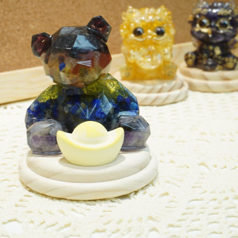 【 DIY 手作】七色水晶扩香石元宝熊仔攞设 - 摆饰 - 水晶 多色