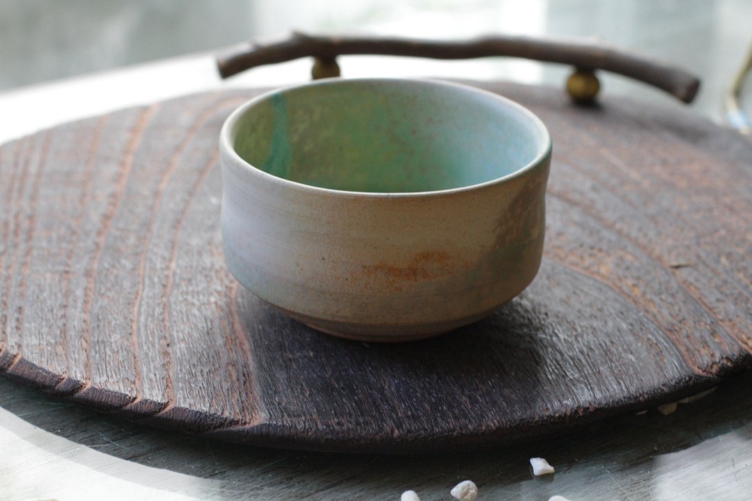洒落人间的光手拉坏平光陶杯/茶杯 - 茶具/茶杯 - 陶 绿色