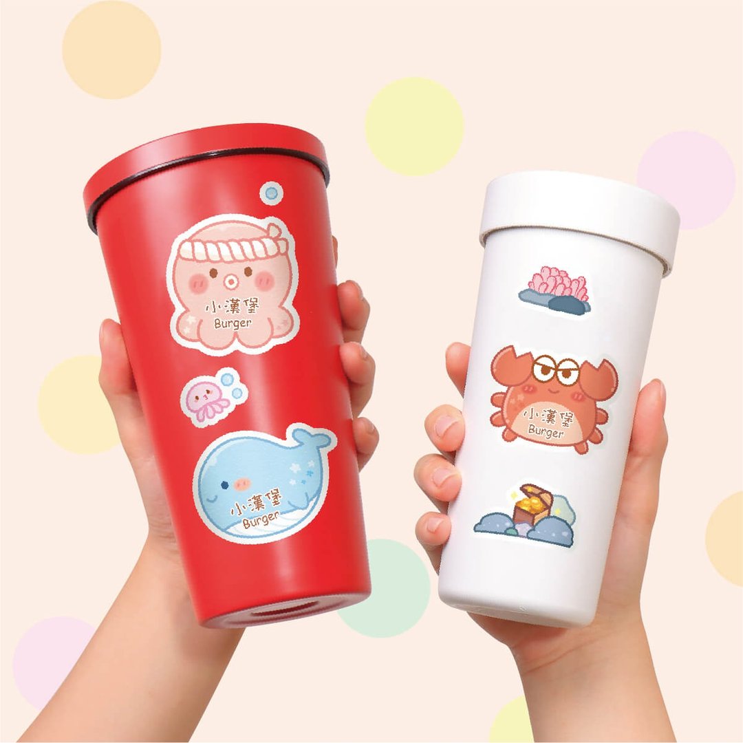 【正版原创】高质感 防水姓名贴-动物车车1/水壶贴 - 贴纸 - 防水材质 透明