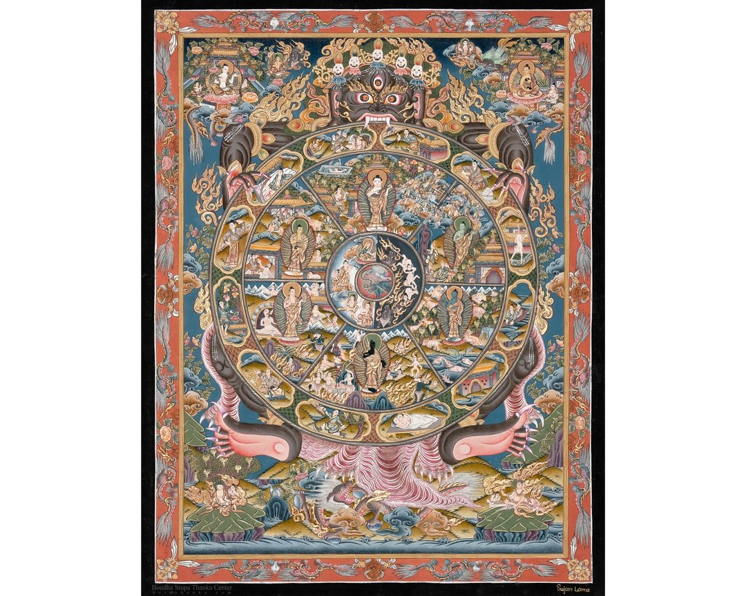 生死轮唐卡艺术 藏传佛教曼荼罗画作 - 墙贴/壁贴 - 其他材质 多色