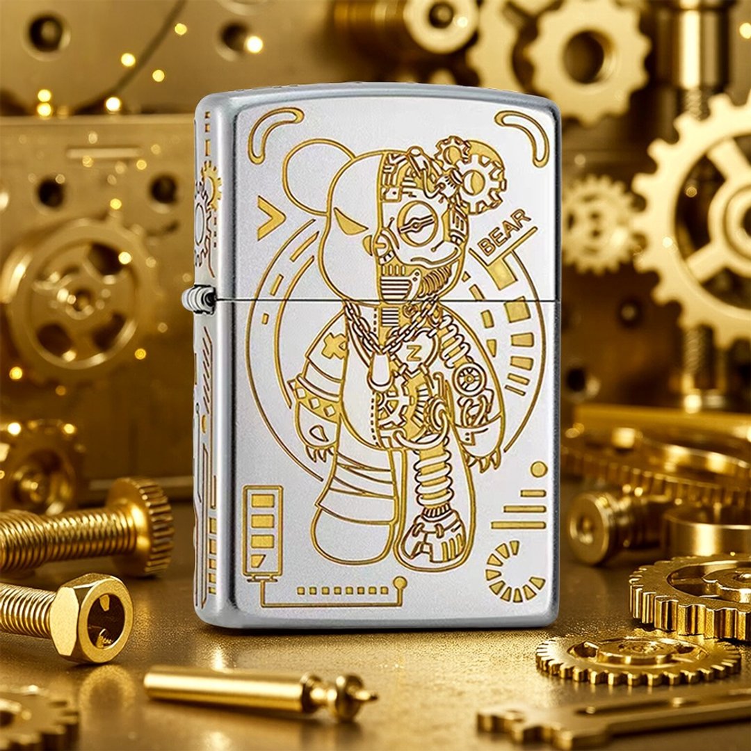 【ZIPPO官方旗舰店】机械潮玩暴力熊防风打火机 Z-091 - 其他 - 铜/黄铜 银色